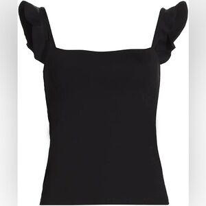 Susana Monaco Black Ruffle Sleeve Top